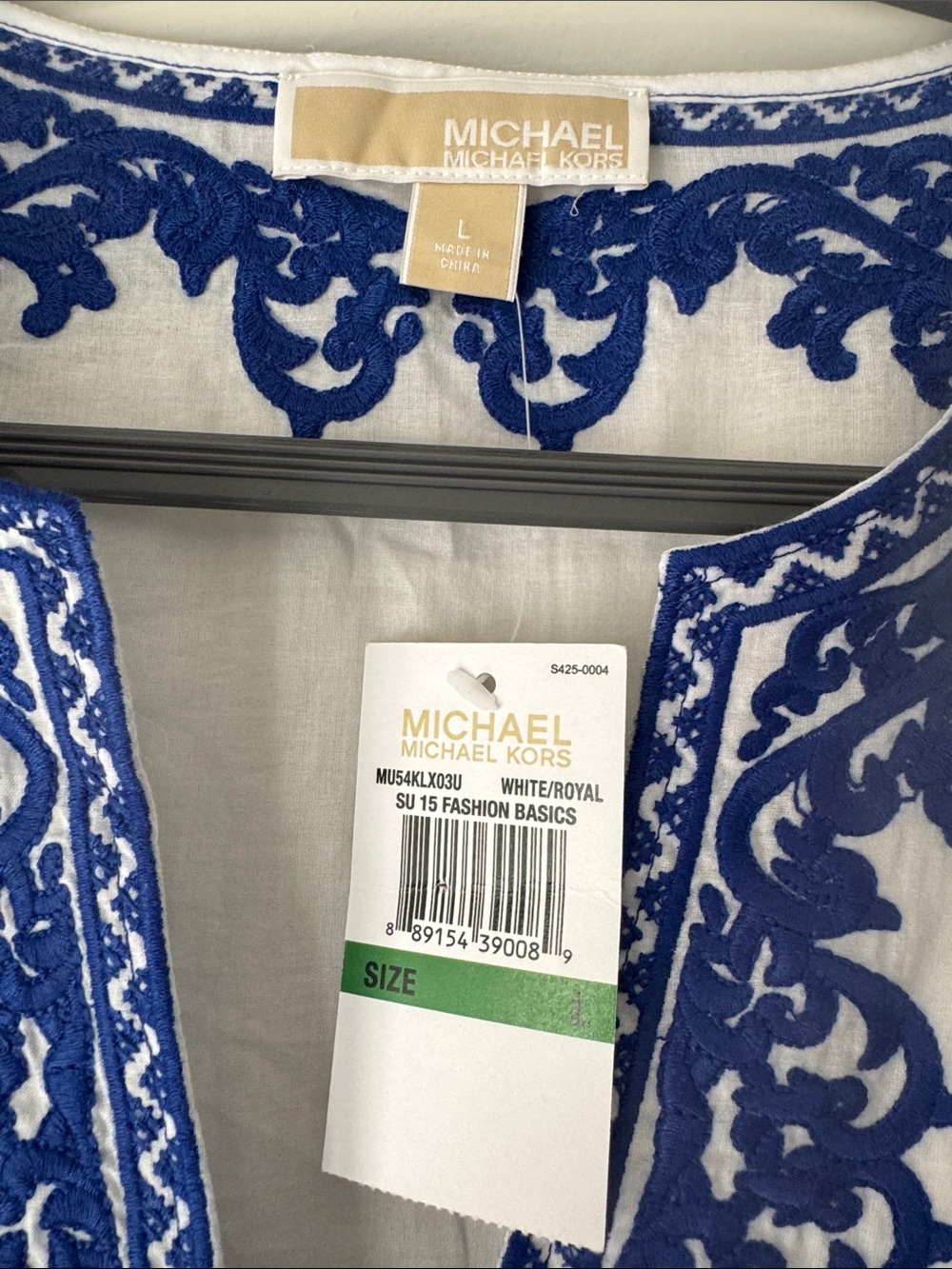 MICHAEL Michael Kors White Tunic with Blue Embroidery - Picture 2 of 3